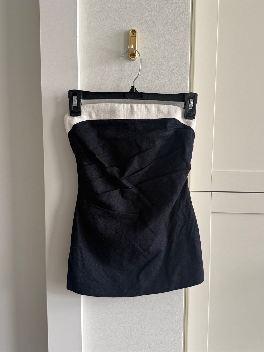 Abercrombie & Fitch Black Strapless Top with Cream Trim